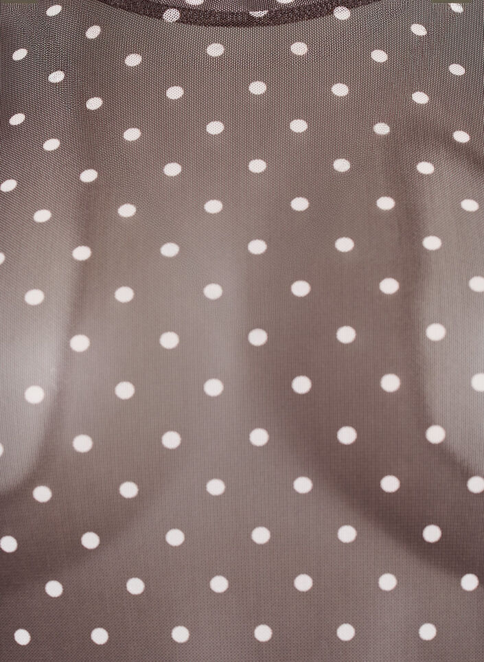 Bluse med mesh og prikker, Brun, Packshot image number 2