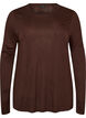 Langermet bluse i ull og viskose, Brun, Packshot image number 0