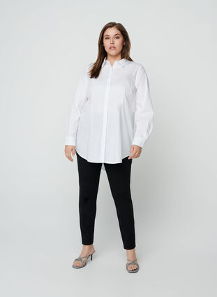 Langermet skjorte i bomull, Bright White, Model image number 2