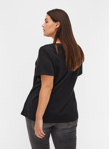 T-skjorte i organisk bomull med trykk, Black Merci, Model image number 1