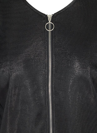 Kort jakke med glitter og glidelås, Black, Packshot image number 2