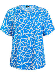 Kortermet bluse med rund hals, Art AOP