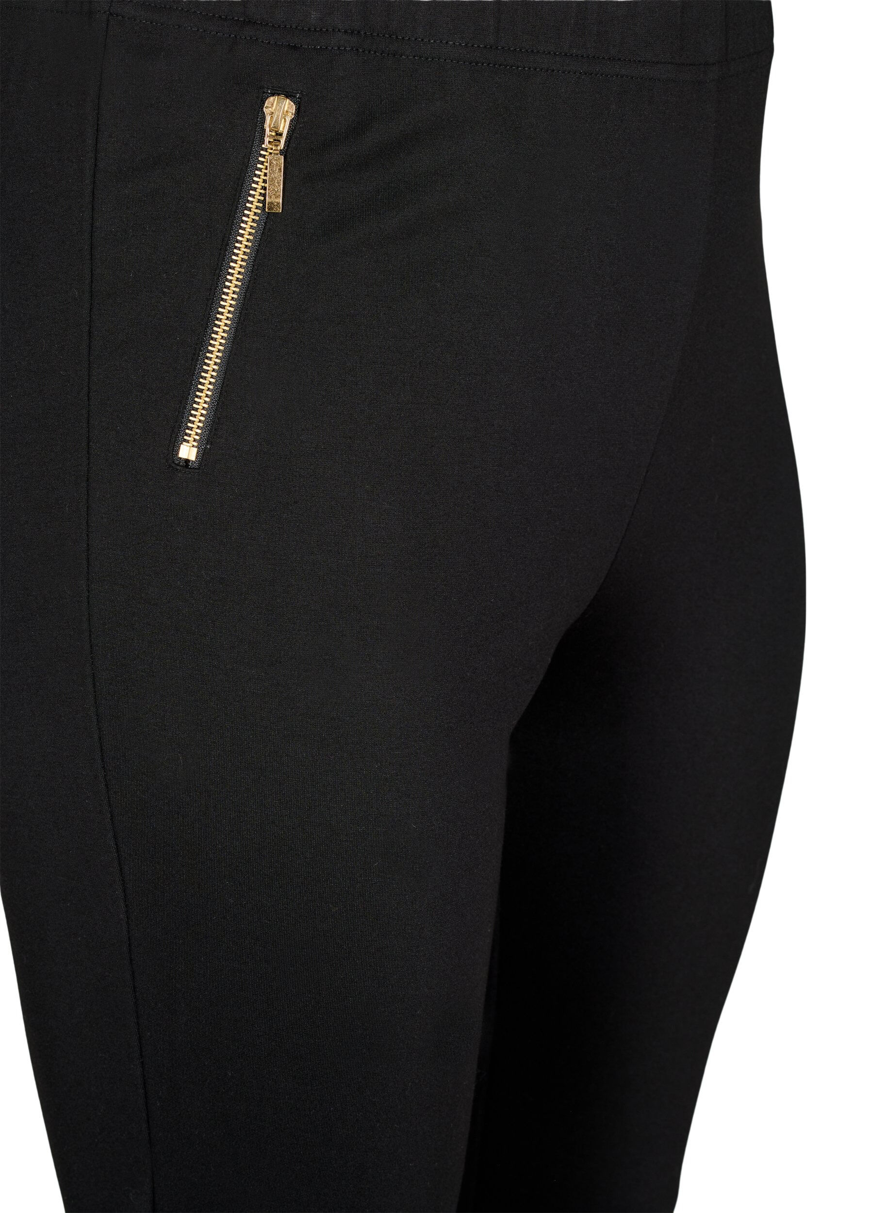 Zizzi Viscose-leggings med glidel&aring;sdetaljer, Svart, Packshot image number 2