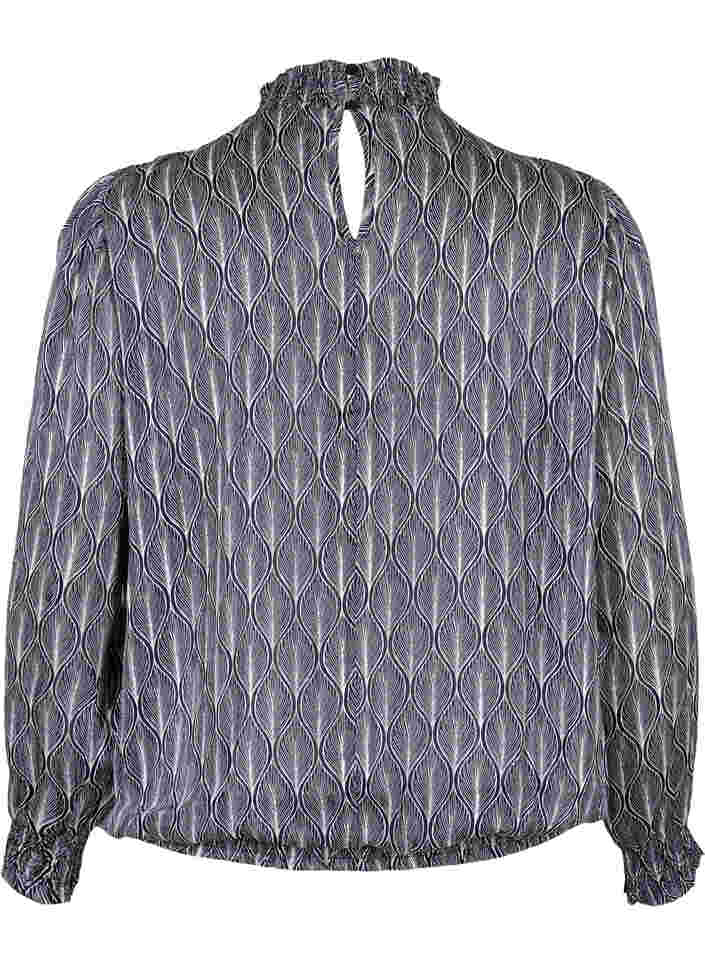 Mønstrete bluse med smock, Sky Captain Leaf, Packshot image number 1