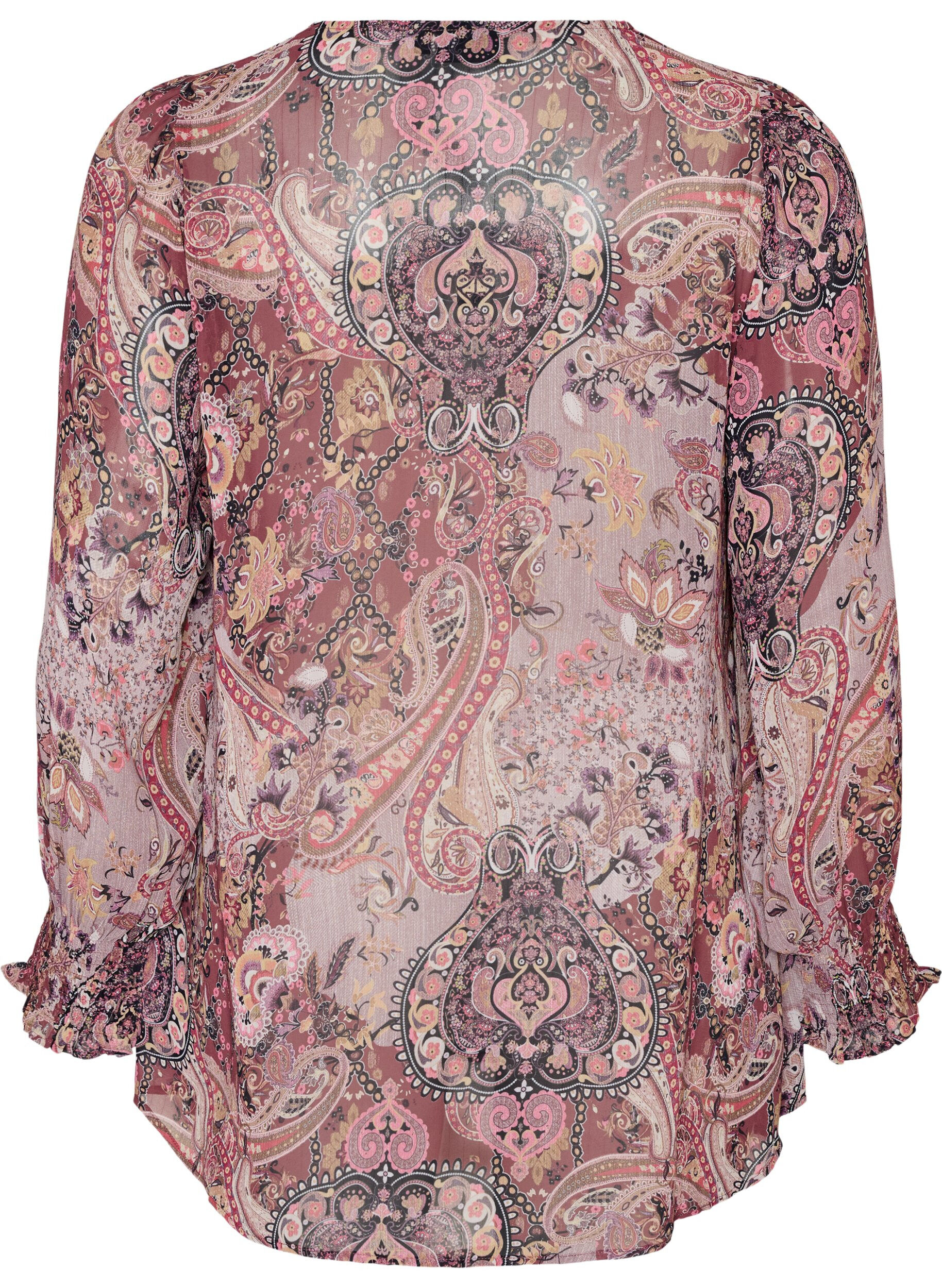 ZizziTunikakjole med paisleytrykk og smockede mansjetter, Rosa, Packshot image number 1