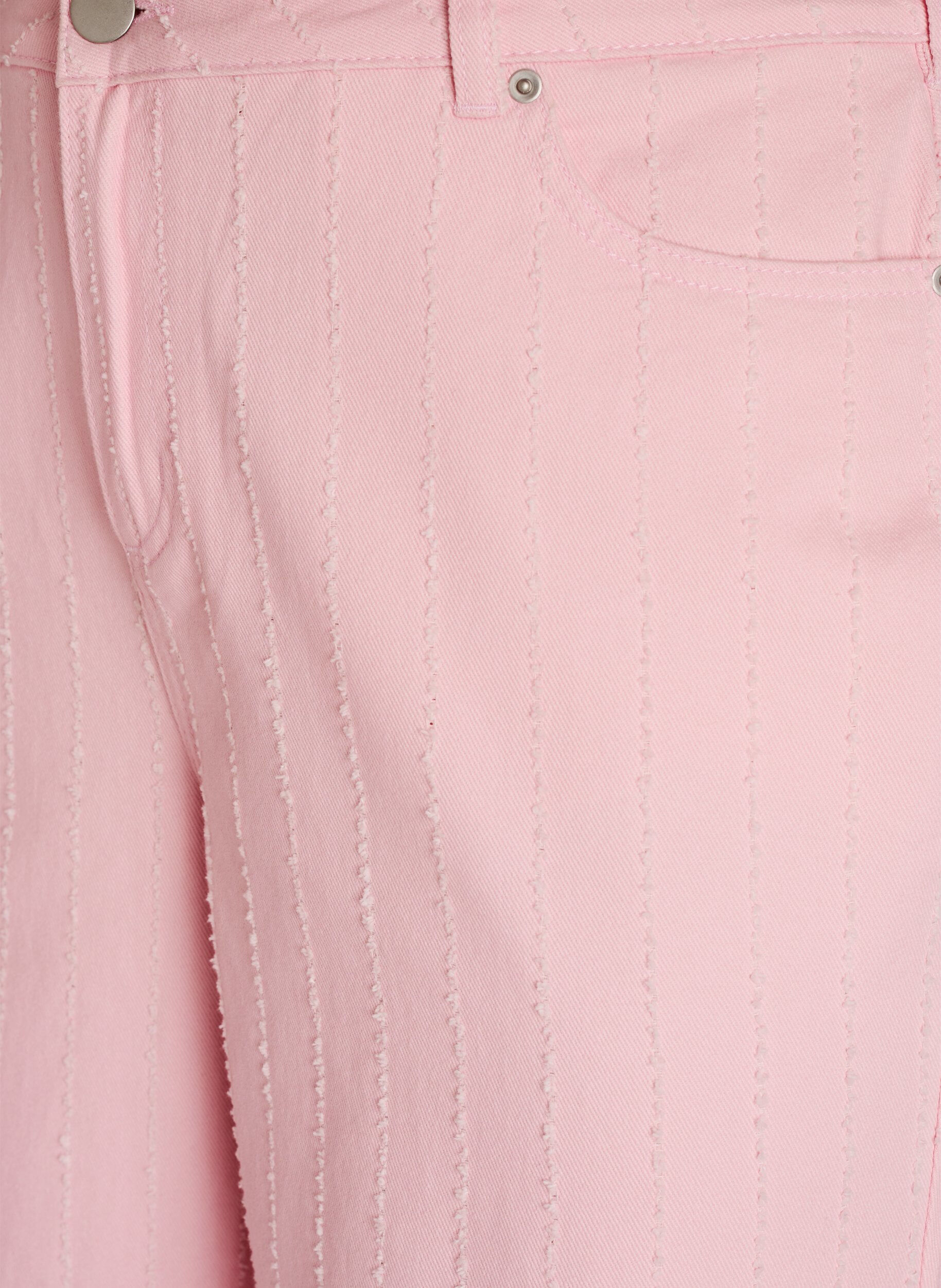 Zizzi Myra jeans i farget denim med wide fit og teksturert m&oslash;nster, Rosa, Packshot image number 2