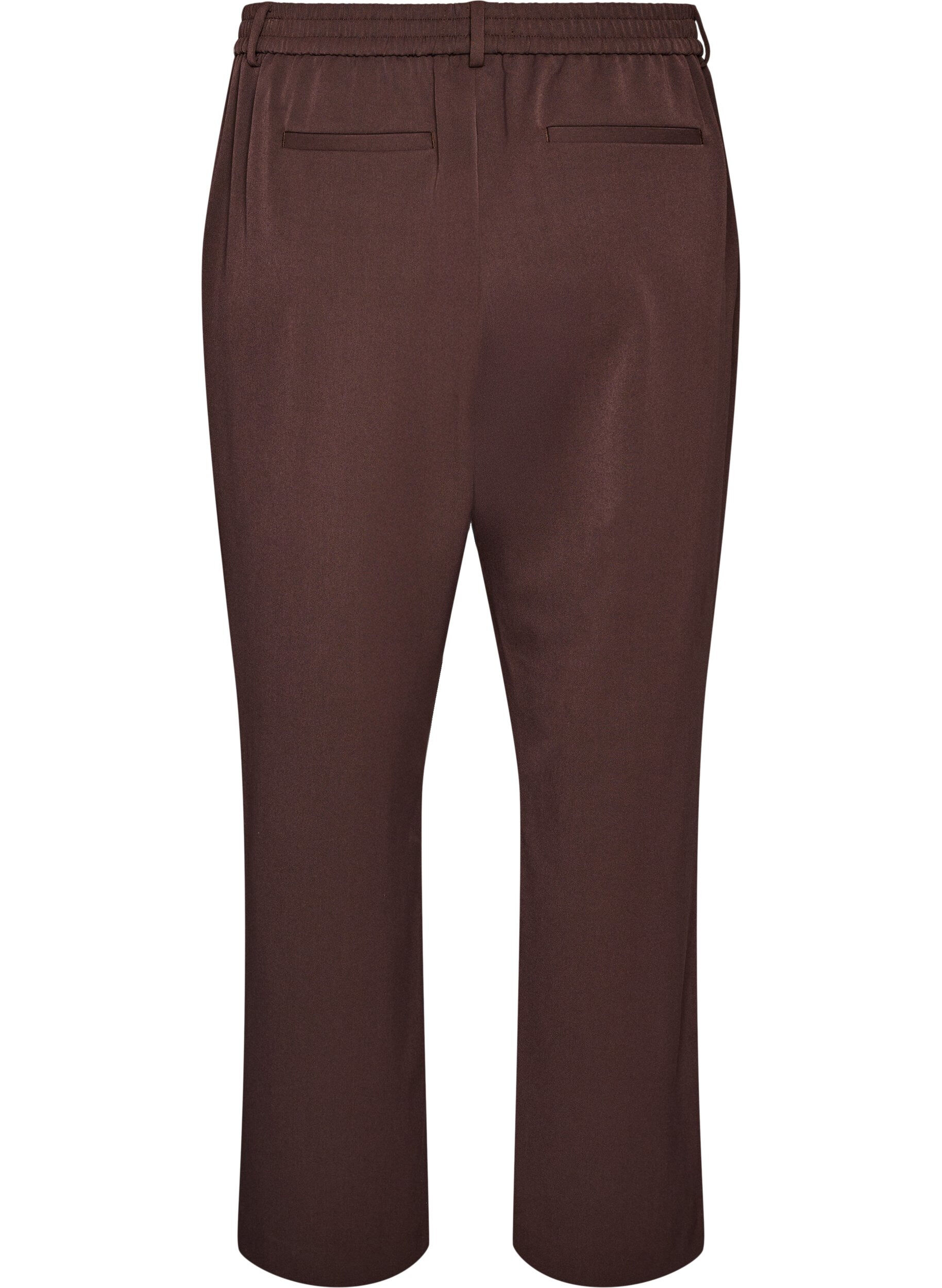 ZizziDressbukse med h&oslash;y midje og straight fit, Brun, Packshot image number 1