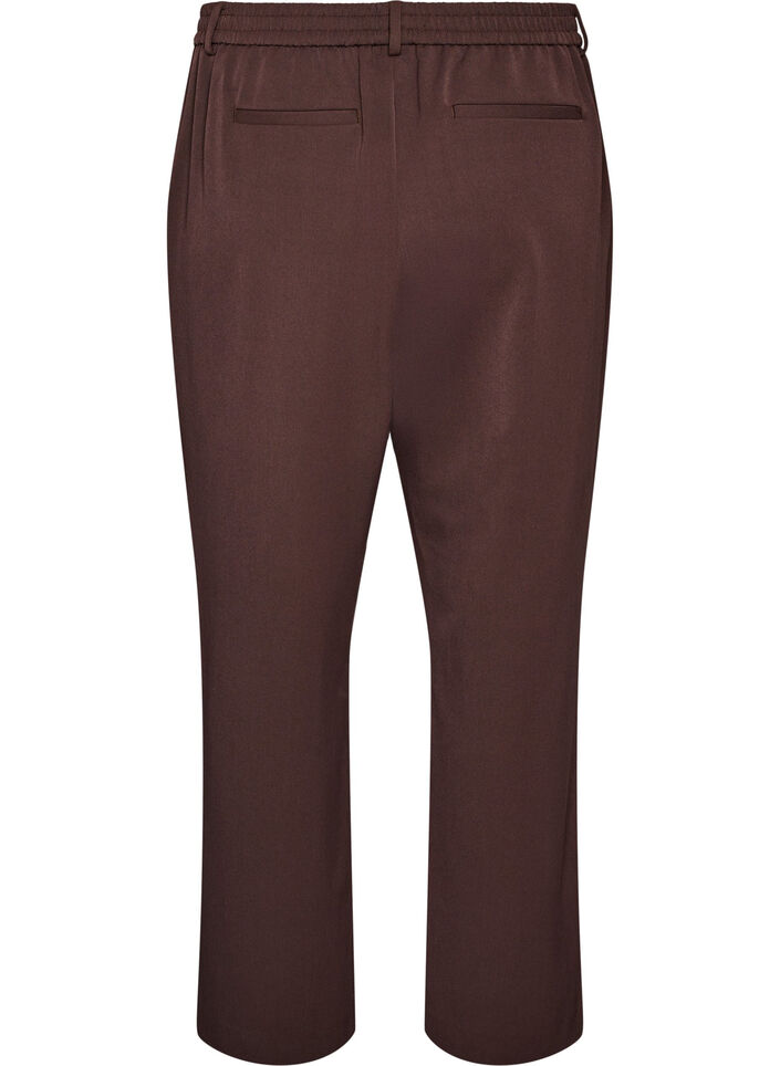 Dressbukse med h&oslash;y midje og straight fit, Brun, Packshot image number 1