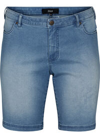 Slim fit Emily-shorts med normalhøy midje, Blå Slim fit Emily-shorts med normalhøy midje