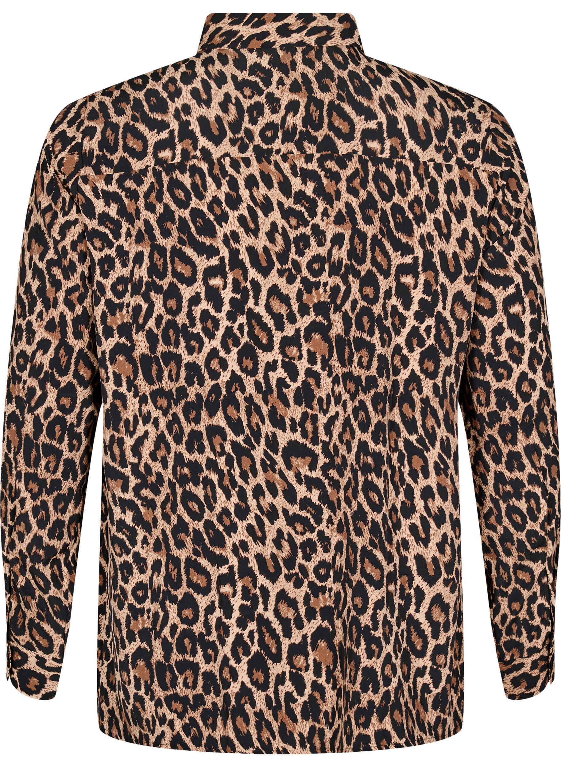 Zizzi Leopardm&oslash;nstret skjorte, Brun, Packshot image number 1