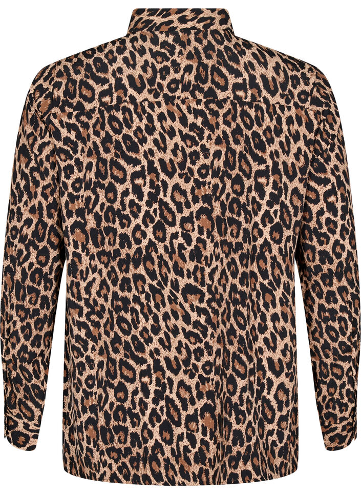 Leopardmønstret skjorte, Brun, Packshot image number 1