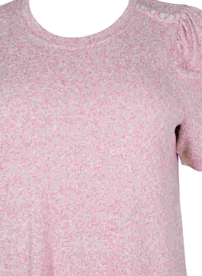 Bluse med korte puffermer, Dusty Rose Mel., Packshot image number 2