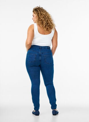 Zizzi Super slim Amy jeans med høyt liv, Blå, Model image number 1
