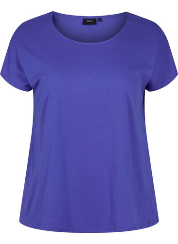 T-skjorte i bomullsmiks, Dazzling Blue, Packshot image number 0