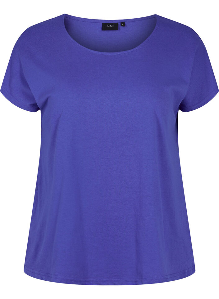 T-skjorte i bomullsmiks, Dazzling Blue, Packshot image number 0