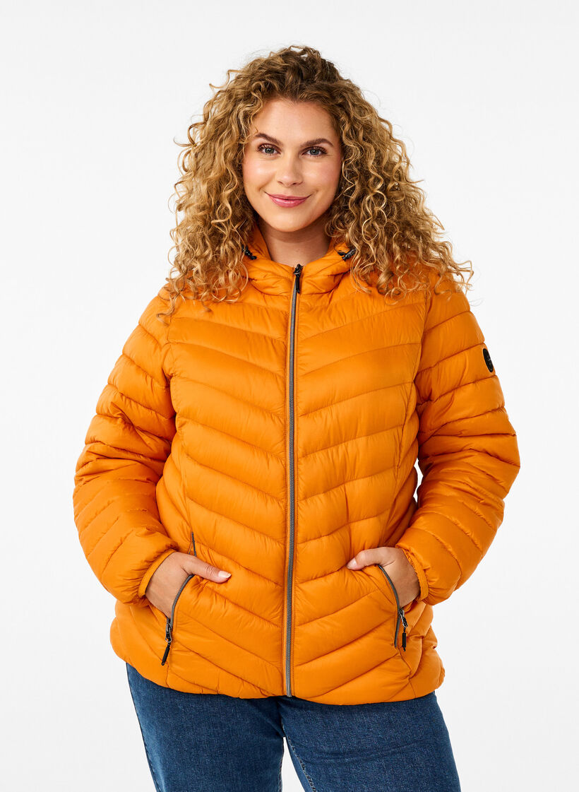 Lett jakke med hette, Orange, Model image number 0