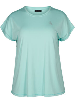 Ensfarget t-skjorte til trening, Aruba Blue, Packshot image number 0