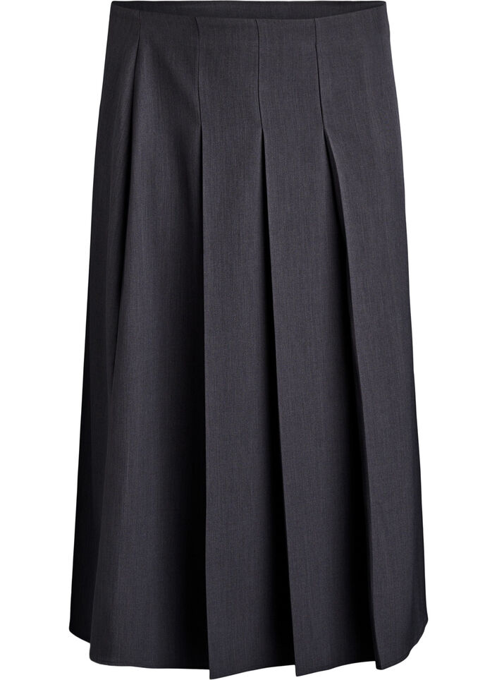 Midiskjørt med brede folder, Grå, Packshot image number 0