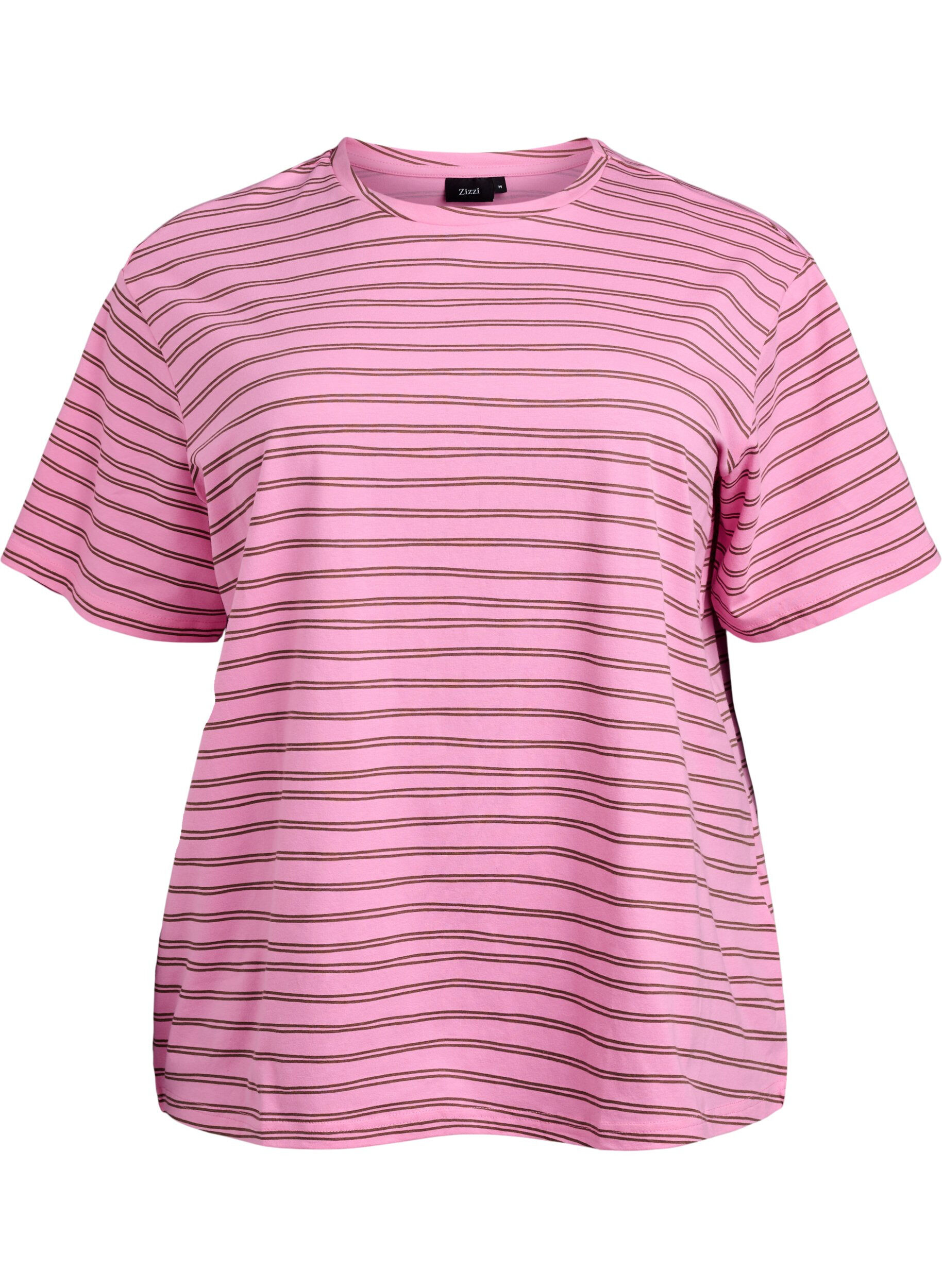 Zizzi Stripete T-skjorte, Rosa, Packshot image number 0