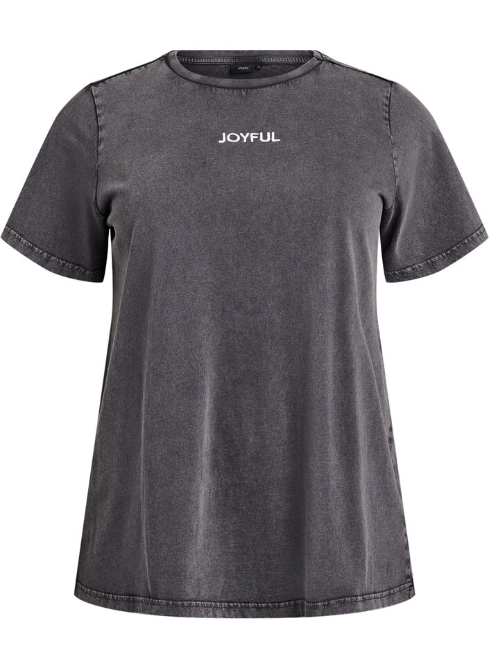 T-skjorte i organisk bomull med trykk på ryggen, Grå, Packshot image number 0