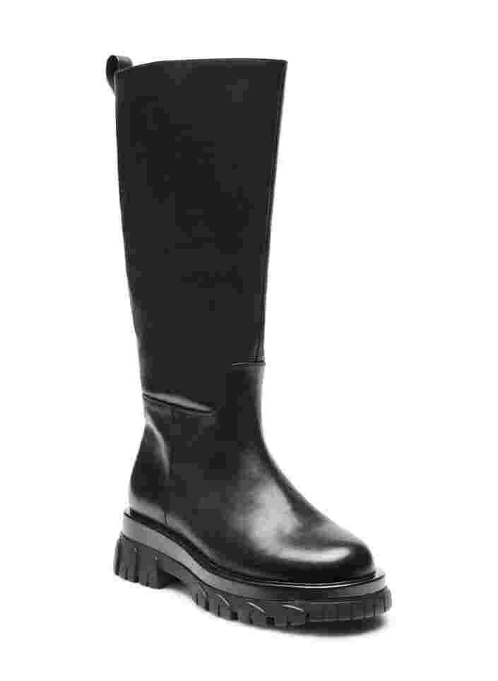 Wide fit skinnstøvler med glidelås, Black, Packshot image number 2