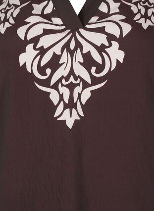 Zizzi Kortermet bluse med trykk og volanger, Brun, Packshot image number 2