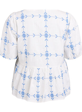 Zizzi Kortermet bluse med v-hals og broderi, B.White Daphne Emb., Packshot image number 1