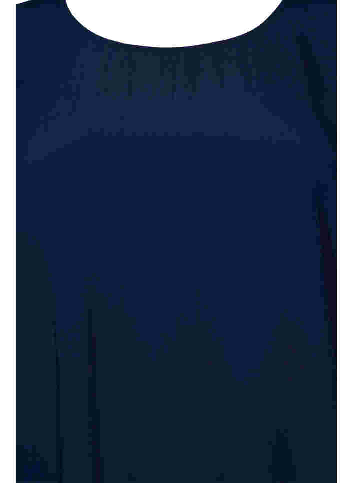 Ensfarget viskosebluse med ballongeffekt, Navy Blazer, Packshot image number 2