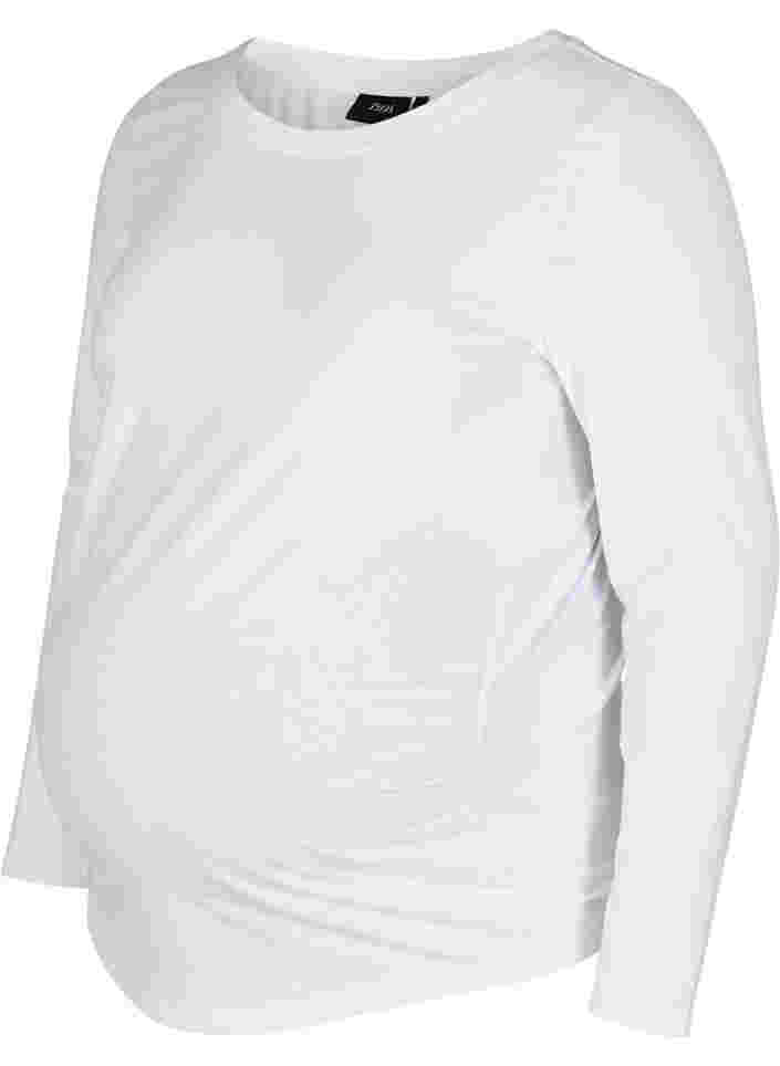Basisbluse til gravide med lange ermer, White, Packshot image number 0