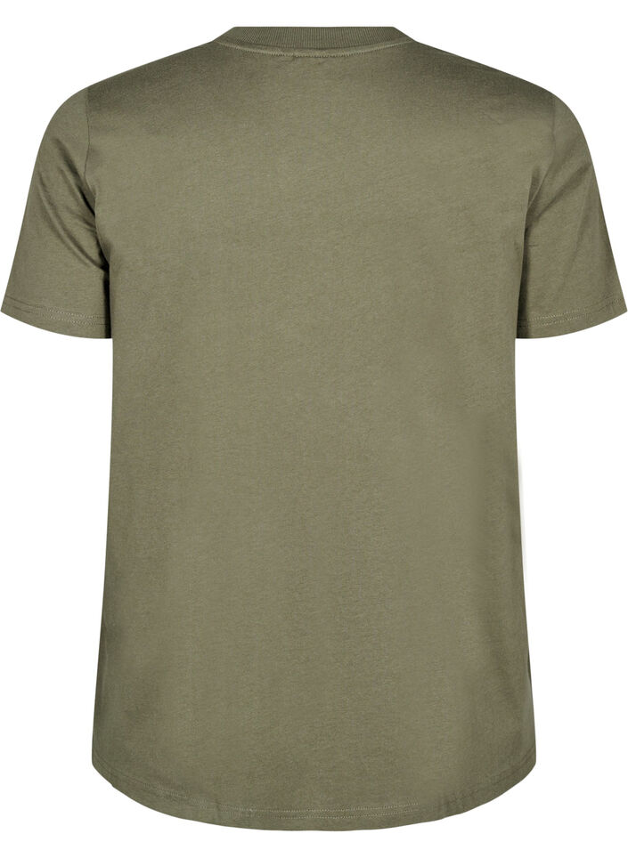 Basic T-skjorte i bomull med rund hals, Gr&oslash;nn, Packshot image number 1