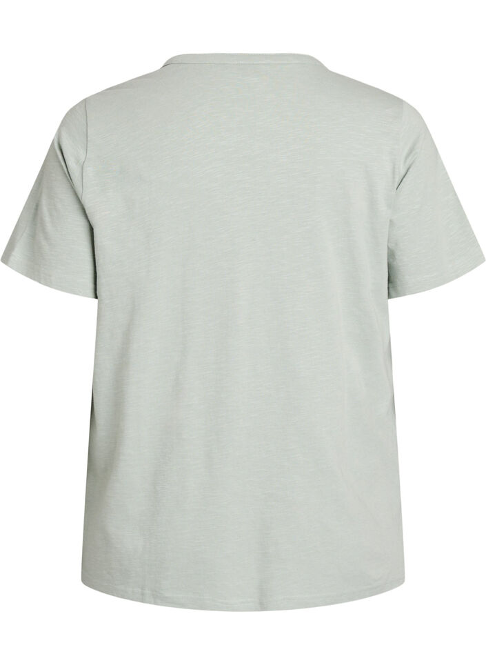 T-skjorte med knappdetalj, Gr&oslash;nn, Packshot image number 1