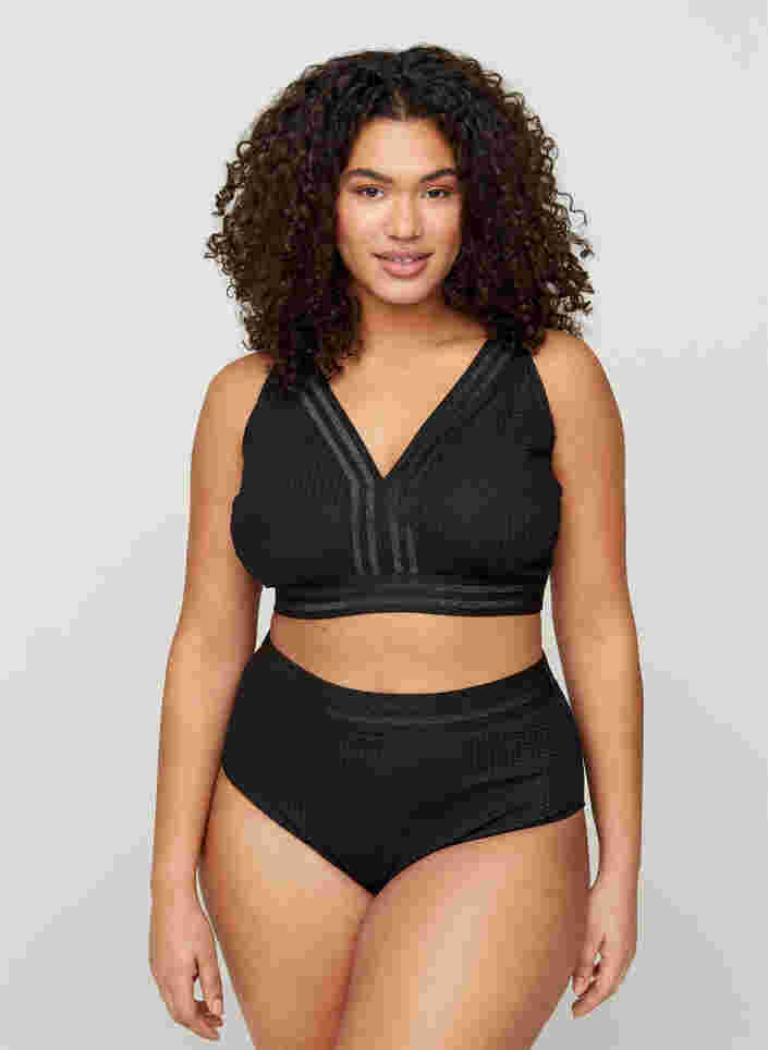 Bikinitopp med struktur og glitter, Black, Model image number 3