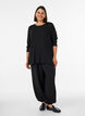 Jerseybluse med ribbestruktur og lange ermer, Svart, Model image number 1