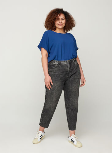 Cropped mom fit Mille jeans med en løs passform, Grey Denim 4, Model image number 0