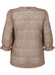 Bluse med hullmønster og 3/4-ermer, Brun, Packshot image number 1