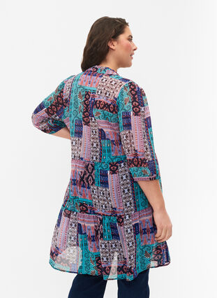 Zizzi FLASH - Mønstrete tunika med 3/4-ermer, Multi Ethnic , Model image number 1