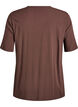 Vevet bluse med korte ermer og rund hals, Brun, Packshot image number 1