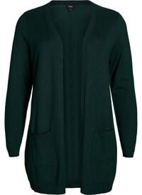 Lang, strikket cardigan i en viskoseblanding, Grønn Lang, strikket cardigan i en viskoseblanding