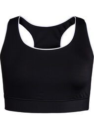 Racerback sports-BH med kontrastpiping, Black w. Piping