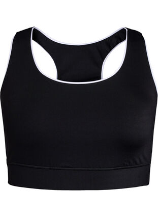 Zizzi Racerback sports-BH med kontrastpiping, Black w. Piping, Packshot image number 0