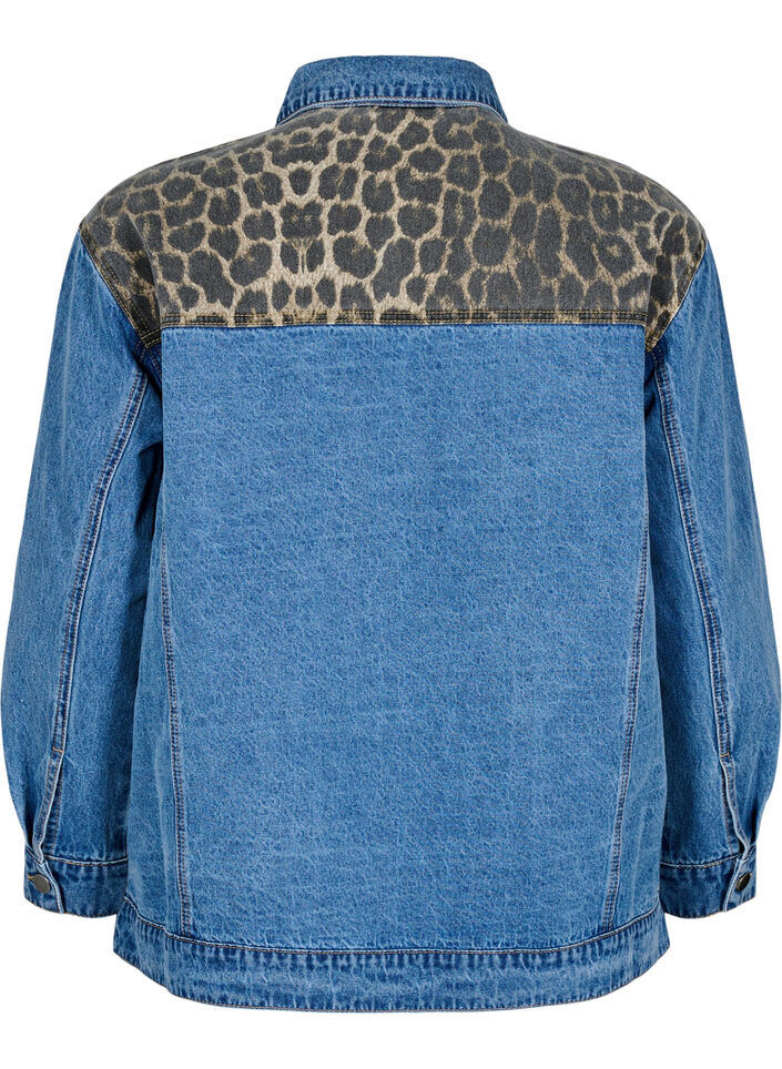 Denimskjorte med leopardmønstrede detaljer, LEO Color block Denimskjorte med leopardmønstrede detaljer, LEO Color block, Packshot