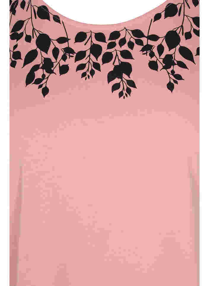 T-skjorte i bomull med mønster, Blush mel Leaf, Packshot image number 2