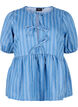Kortermet denimbluse med stripemønster, Blå, Packshot image number 0