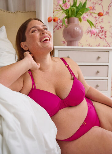 Zizzi Mikrofiber brasilianske truser med blonder, Boysenberry, Image image number 0