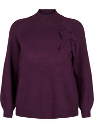 Strikket bluse med sløyfedetaljer, Potent P. Black Mel.