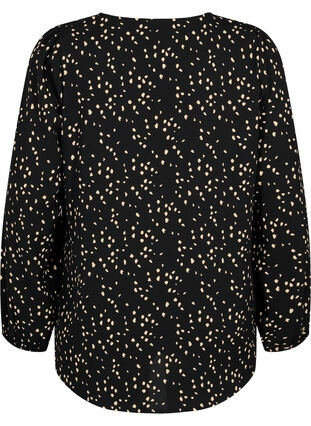 Skjortebluse med v-hals og trykk, Black Dot AOP, Packshot image number 1