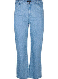 Gemma jeans med høy midje og blomstertrykk, Light Blue Denim