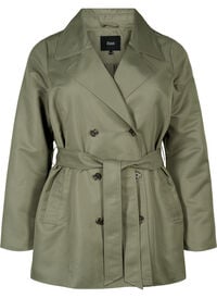Kort trenchcoat med belte, Grønn Kort trenchcoat med belte