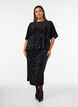 Paljettbluse med albuelange ermer, Svart, Model image number 1