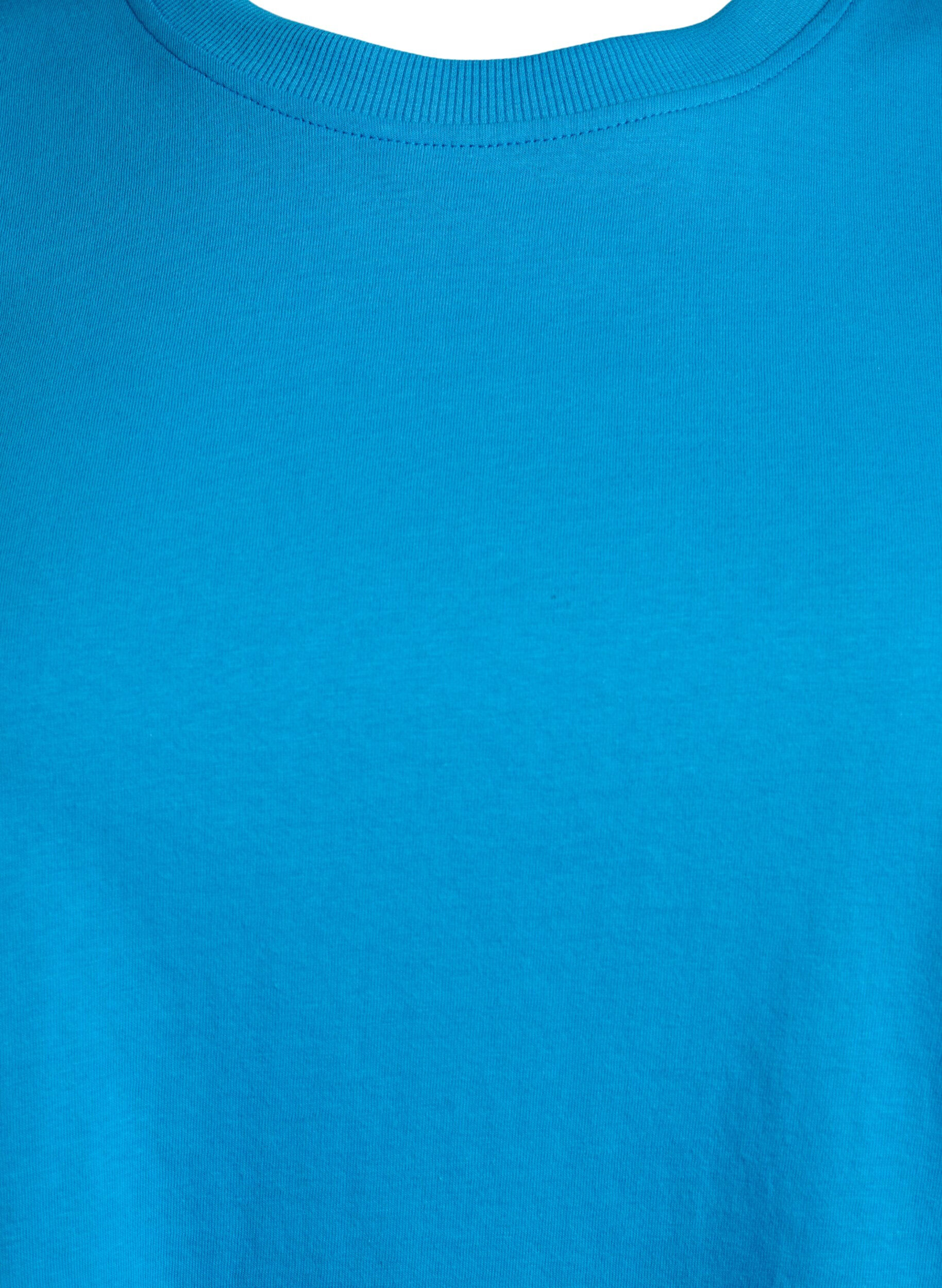 ZizziBasic T-skjorte i bomull med rund hals, Bl&aring;, Packshot image number 2